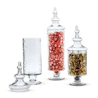 Hand-Etched Footed  Jars with Lid