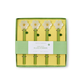 Set of 4 Daisy Flower Hand-Crafted Stirrers in a Gift Box