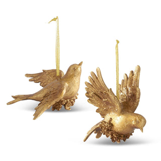Carved Resin Gold Leaf Bird Ornaments