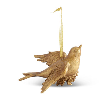 Carved Resin Gold Leaf Bird Ornaments