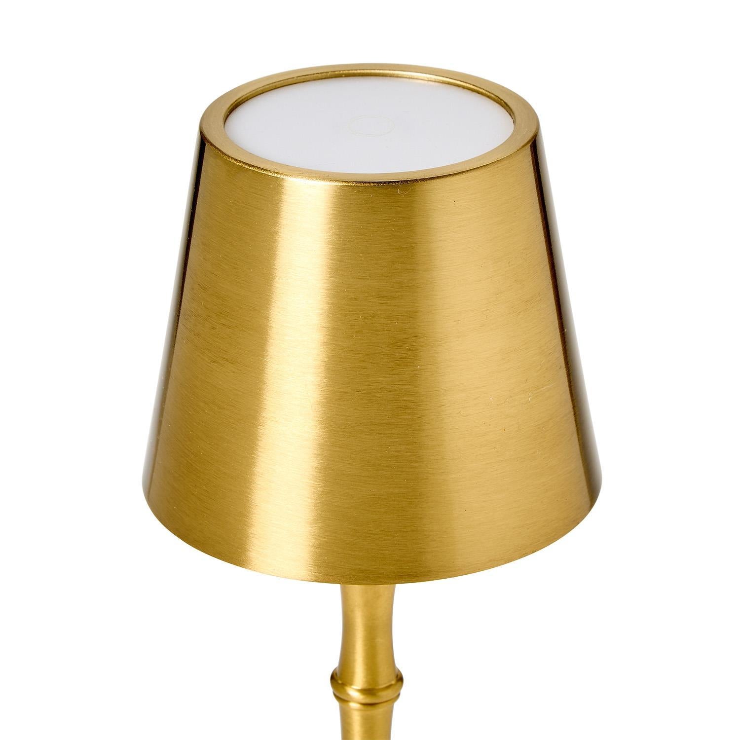 LED Cordless Gold Bamboo Table Lamp - Thumbnail 4