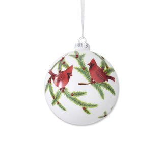 5.25 Inch Glittered White Round Glass Ornament