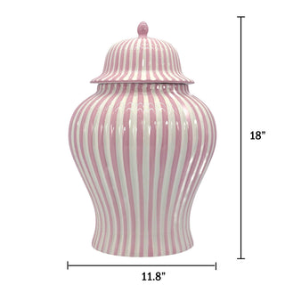 Pink & White Candy Cane Striped Ceramic Vase 18"