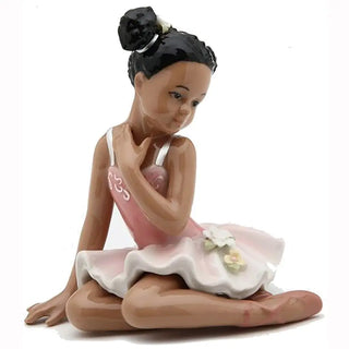 Porcelain Sitting Ballerina Figurine Pink Dress