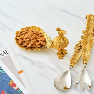 Large Gold Peacock Candy Dish Fruit Bowl, Decorative Bowl