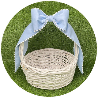 Custom Color Cotton Pique Bow with Trim: Blue