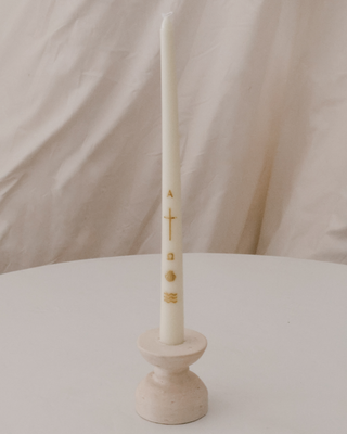 Gold Alpha & Omega Baptism Candle