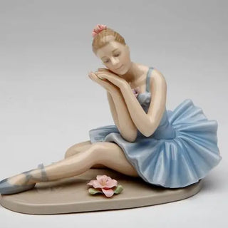Porcelain Ballerina Dreaming in Blue Dress