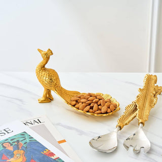 Large Gold Peacock Candy Dish Fruit Bowl, Decorative Bowl