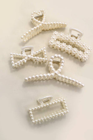 PEARL HAIR CLAW CLIPS | 40H736: FLOWER