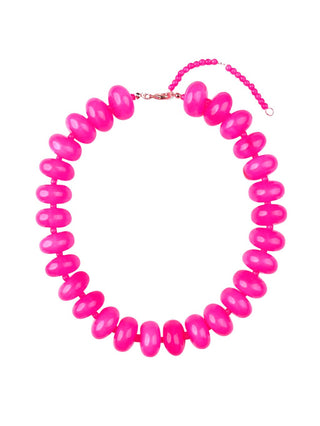 Bailey Chunky Beaded Necklace- Hot Pink