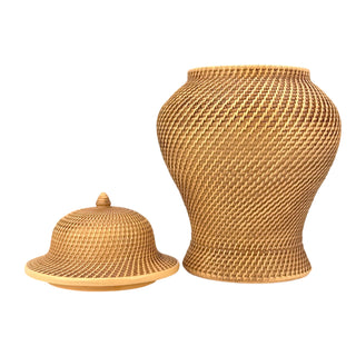 12" Faux Wicker Polyresin Ginger Jar