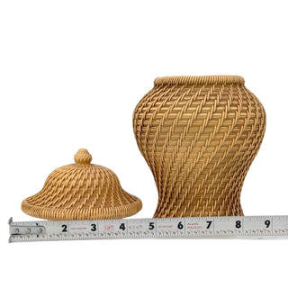8" Faux Wicker Polyresin Ginger Jar