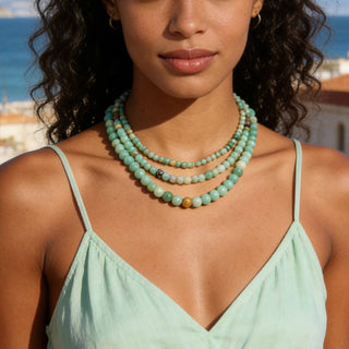 Mint Green Natural Stone Beaded Versatile Necklace