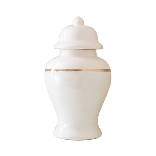 White Color Block Ginger Jar with Gold Accent: Large