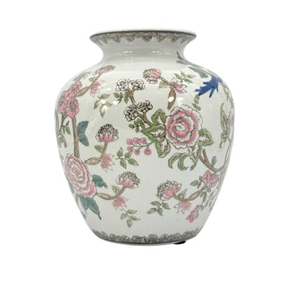 Multicolor Parrot Ceramic Chinoiserie Vase 10"
