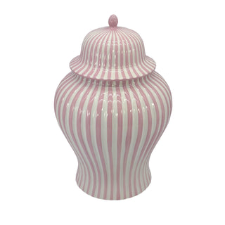 Pink & White Candy Cane Striped Ceramic Vase 18"
