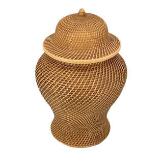 12" Faux Wicker Polyresin Ginger Jar