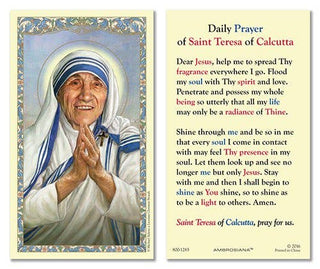 Saint Teresa Calcutta Prayer Card