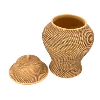 12" Faux Wicker Polyresin Ginger Jar