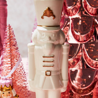 Set of 2 Nutcracker Taper Candle Holders with Hand-Painted Gold Accent