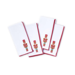 Nutcracker Set of 4 Embroidered Napkins with Merrow-Stitched Trim