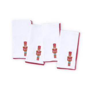 Nutcracker Set of 4 Embroidered Napkins with Merrow-Stitched Trim