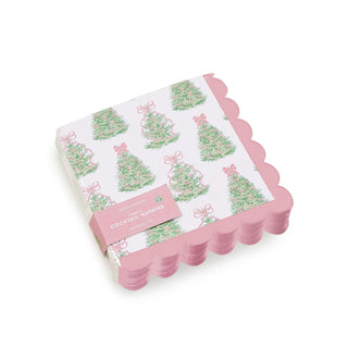 Fancy Bow Holiday Scallop Cocktail Napkin