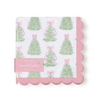 Fancy Bow Holiday Scallop Cocktail Napkin