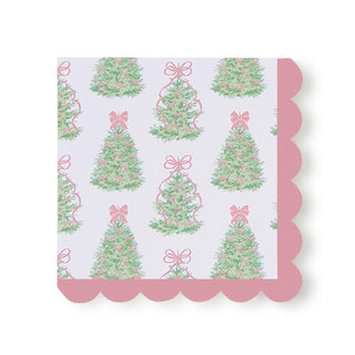 Fancy Bow Holiday Scallop Cocktail Napkin
