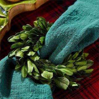 Set of 4 Preserved Boxwood Wreath Napkin Rings