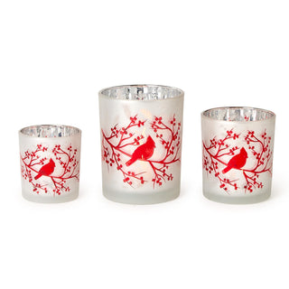 Red Cardinal Metallic Tealight Candleholders