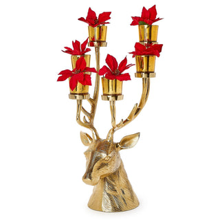 Gold Stag Candelabrum Centerpiece with Six Removeable Tealight Candleholders
