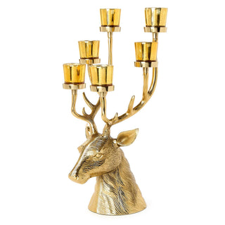 Gold Stag Candelabrum Centerpiece with Six Removeable Tealight Candleholders