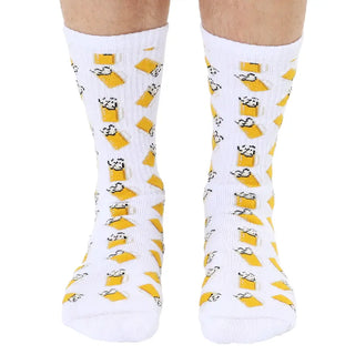 Classic Crew Socks - Men's Collection - Beer Mugs - White