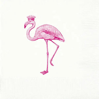 Royal Flamingo Cocktail Napkins - White