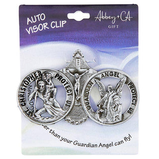 St. Christopher and Guardian Angel Highway Visor Clip