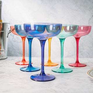 Colored Coupe Acylic Margarita Glasses Italian Style 15oz