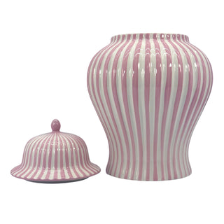 Pink & White Candy Cane Striped Ceramic Vase 18"