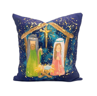 Golden Splatter Navy Nativity Pillow