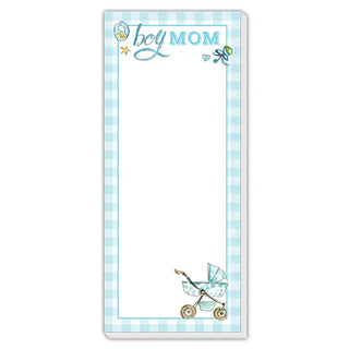Boy Mom Blue Carriage with Gingham Skinny Notepad