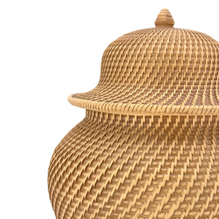 16" Faux Wicker Polyresin Ginger Jar