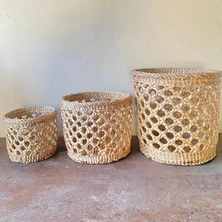 Water Hyacinth Handwoven Basket / Planter / Trash Can