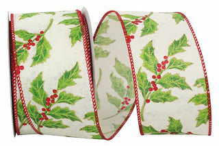 GLITTER HOLLY BERRY EXQUISITE WIRED EDGE