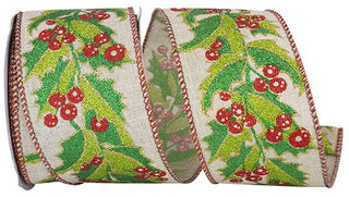 HOLLY GLITTER EXTRAVAGANCE LINEN WIRED EDGE