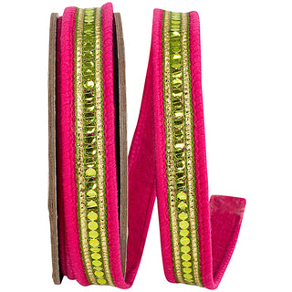 Sequin Trimming Striped Edge Dupioni Deluxe Wired Edge