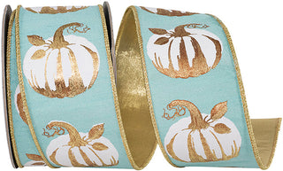 White Gilded Pumpkin Deluxe Wired Edge