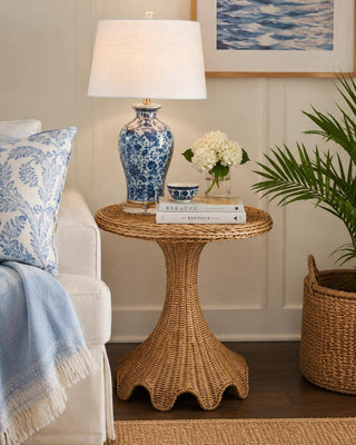 Eleanor Scalloped Rattan Side Table