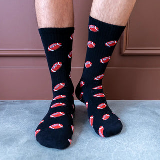 Classic Crew Socks - Men's Collection - Footballs - Black