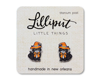 Witchy Halloween Kitty Cat Earrings